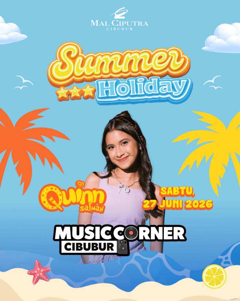 Colorful summer poster for Mal Ciputra Cibubur with a smiling girl and the title 'Summer Holiday'